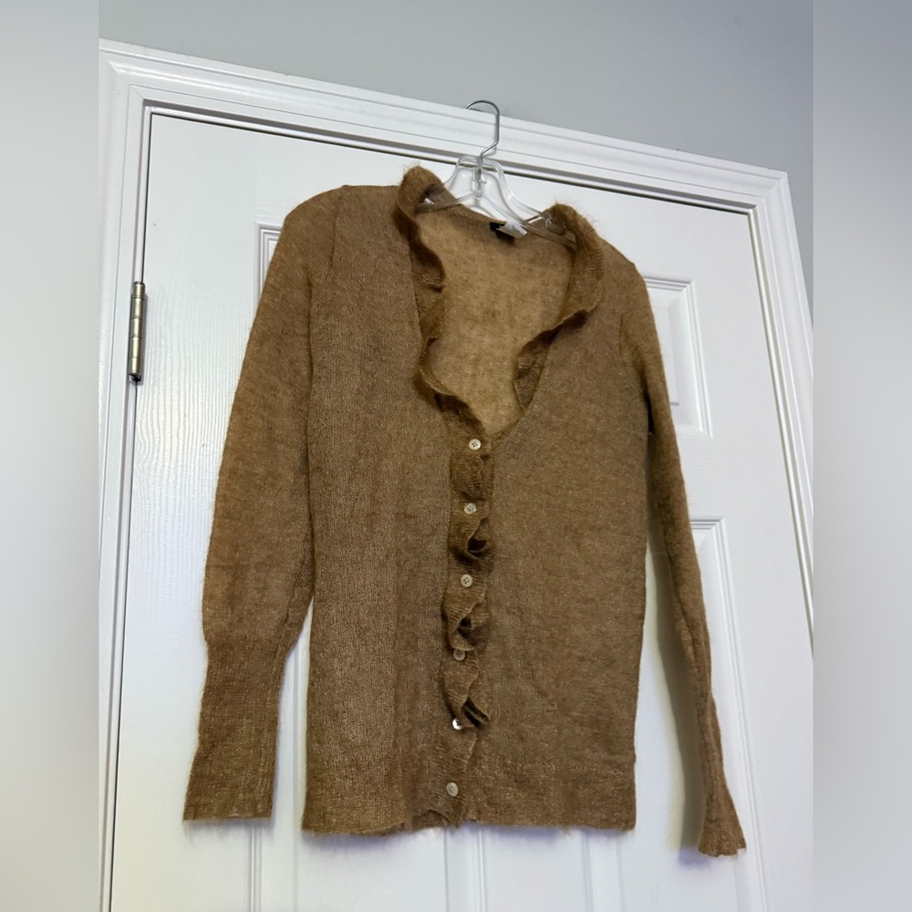 J.crew wool/cashmere blend ruffle button front sweater Small pristine condition